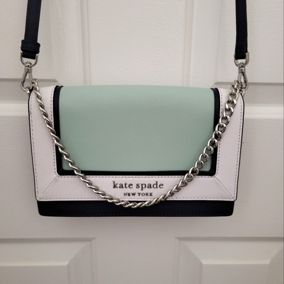 kate spade Handbags - Kate Spade Cameron Colorblock Blue Green white Silver Soffiano Leather Gorgeous